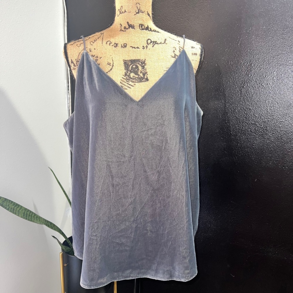 NWT Express‎ Velvet Camisole Top Lined V Neck Spaghetti Strap Gray XL Whimsigoth